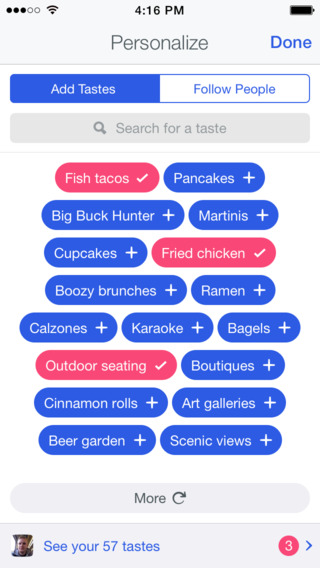 Screenshot der neuen Foursquare-App.